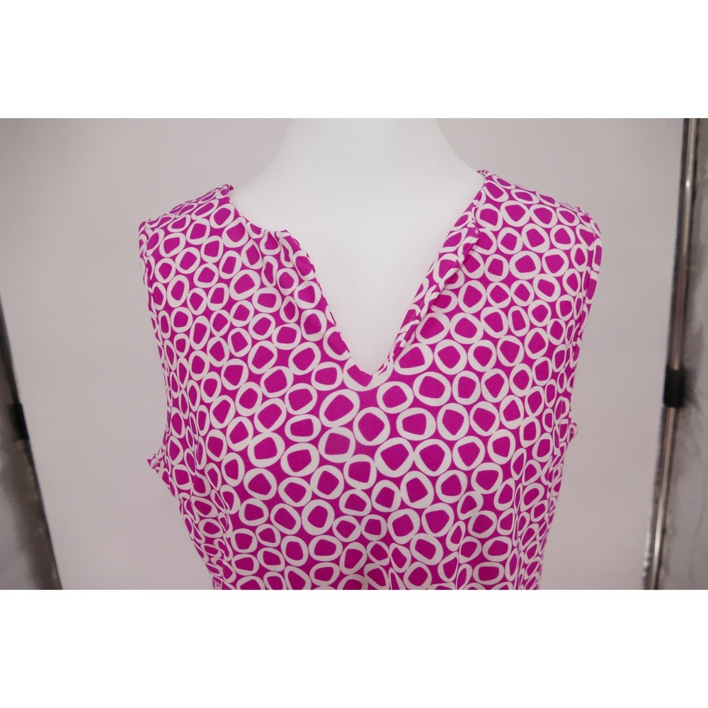 Jude Connally Lisa Geometric‎ Shift Dress Sz Medium Pink White Sleeveless - Picture 7 of 16